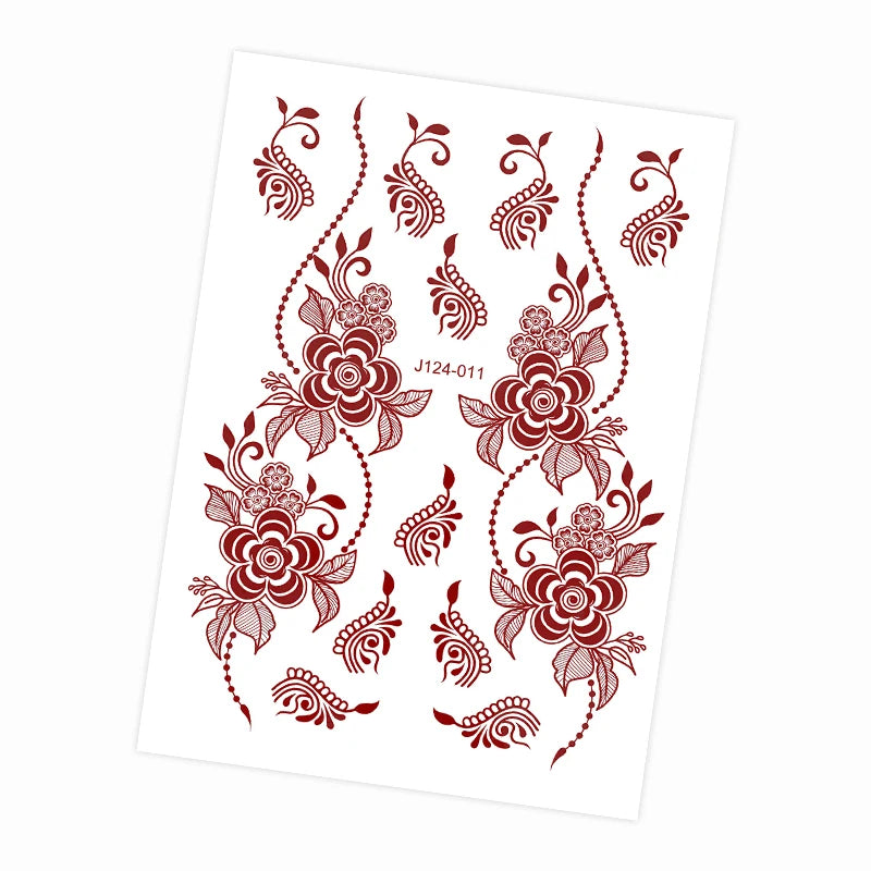 Tatouage Henné Mandala Marron - Fleurs Waterproof Mains et Corps Festival