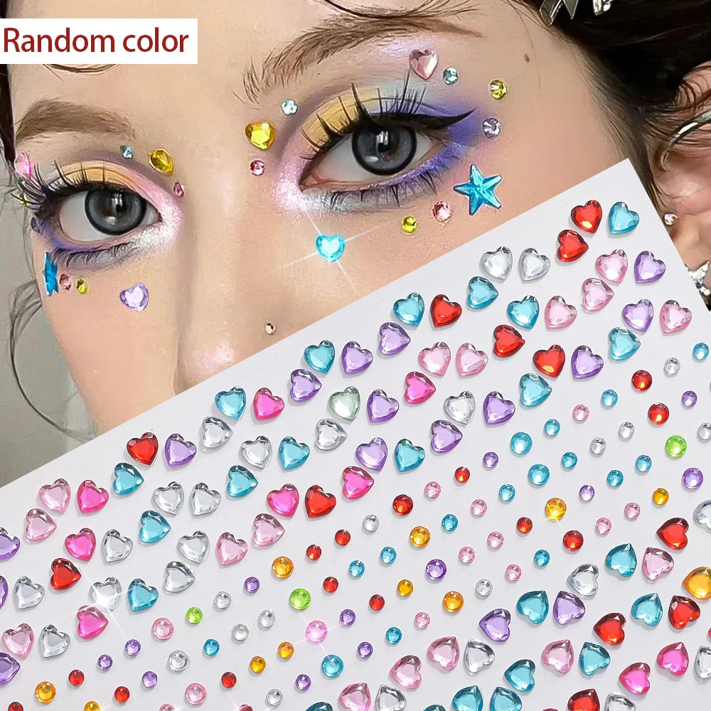 Strass Visage Multicolores Pailletés – Set 900 Pièces Adhésifs Festival & Maquillage