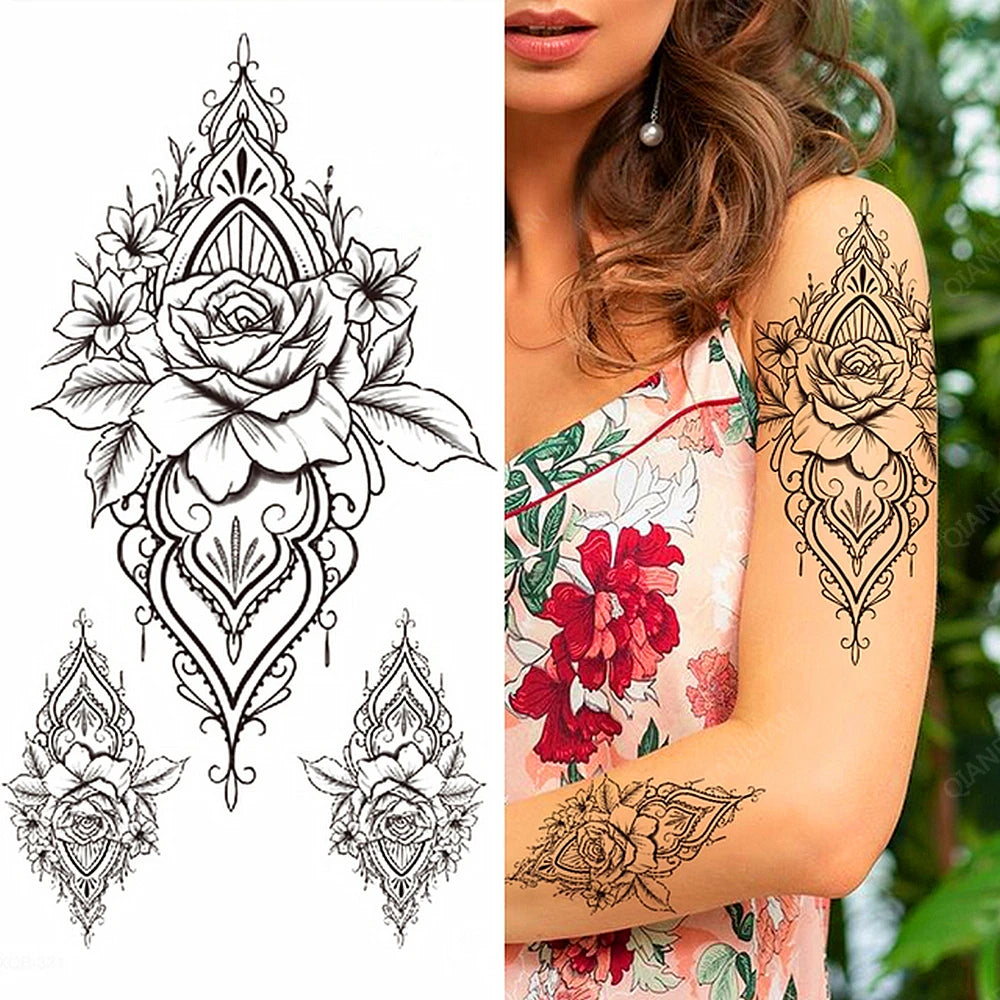 Tatouage Femme Fleurs, Oiseau & Papillon - Attrape-Rêves Waterproof Corps & Bras