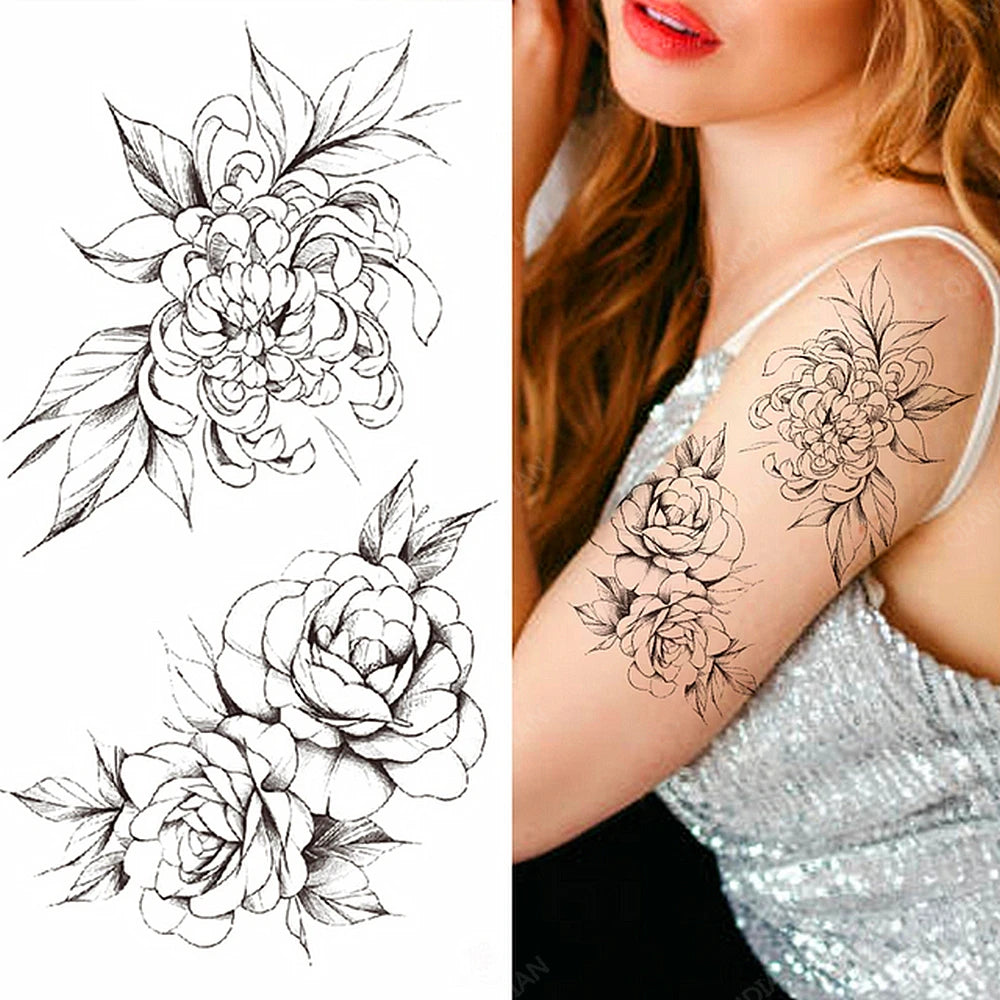 Tatouage Femme Fleurs, Oiseau & Papillon - Attrape-Rêves Waterproof Corps & Bras