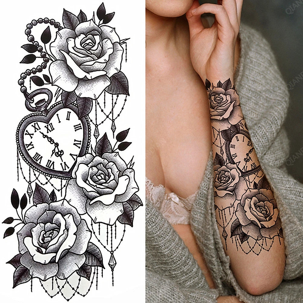 Tatouage Femme Fleurs, Oiseau & Papillon - Attrape-Rêves Waterproof Corps & Bras