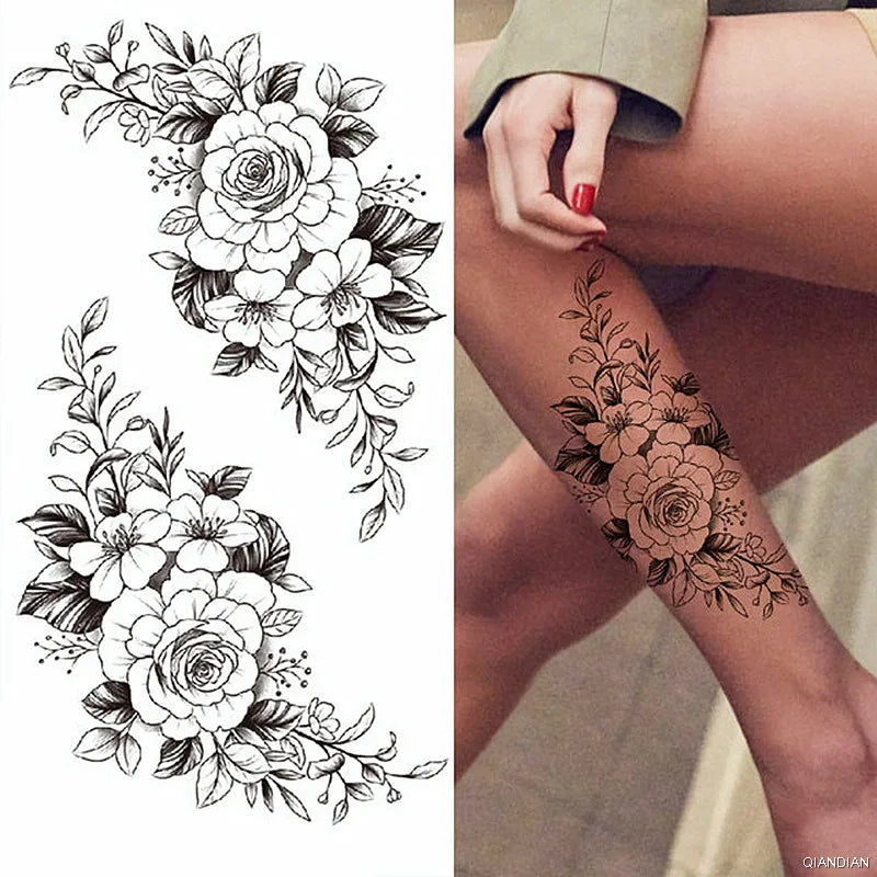 Tatouage Femme Fleurs, Oiseau & Papillon - Attrape-Rêves Waterproof Corps & Bras