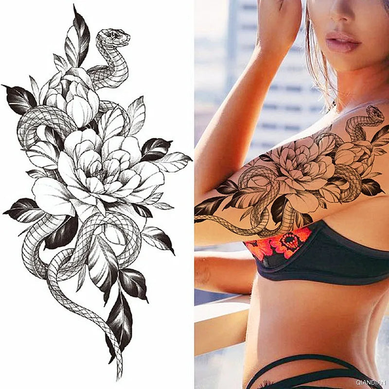 Tatouage Femme Fleurs, Oiseau & Papillon - Attrape-Rêves Waterproof Corps & Bras