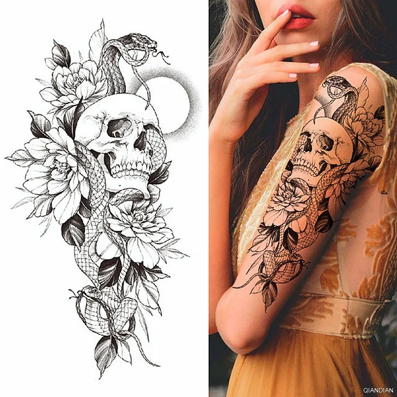 Tatouage Femme Fleurs, Oiseau & Papillon - Attrape-Rêves Waterproof Corps & Bras