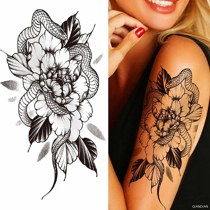 Tatouage Femme Fleurs, Oiseau & Papillon - Attrape-Rêves Waterproof Corps & Bras