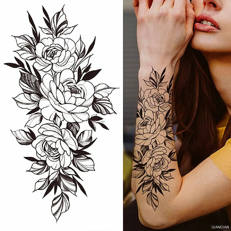 Tatouage Femme Fleurs, Oiseau & Papillon - Attrape-Rêves Waterproof Corps & Bras