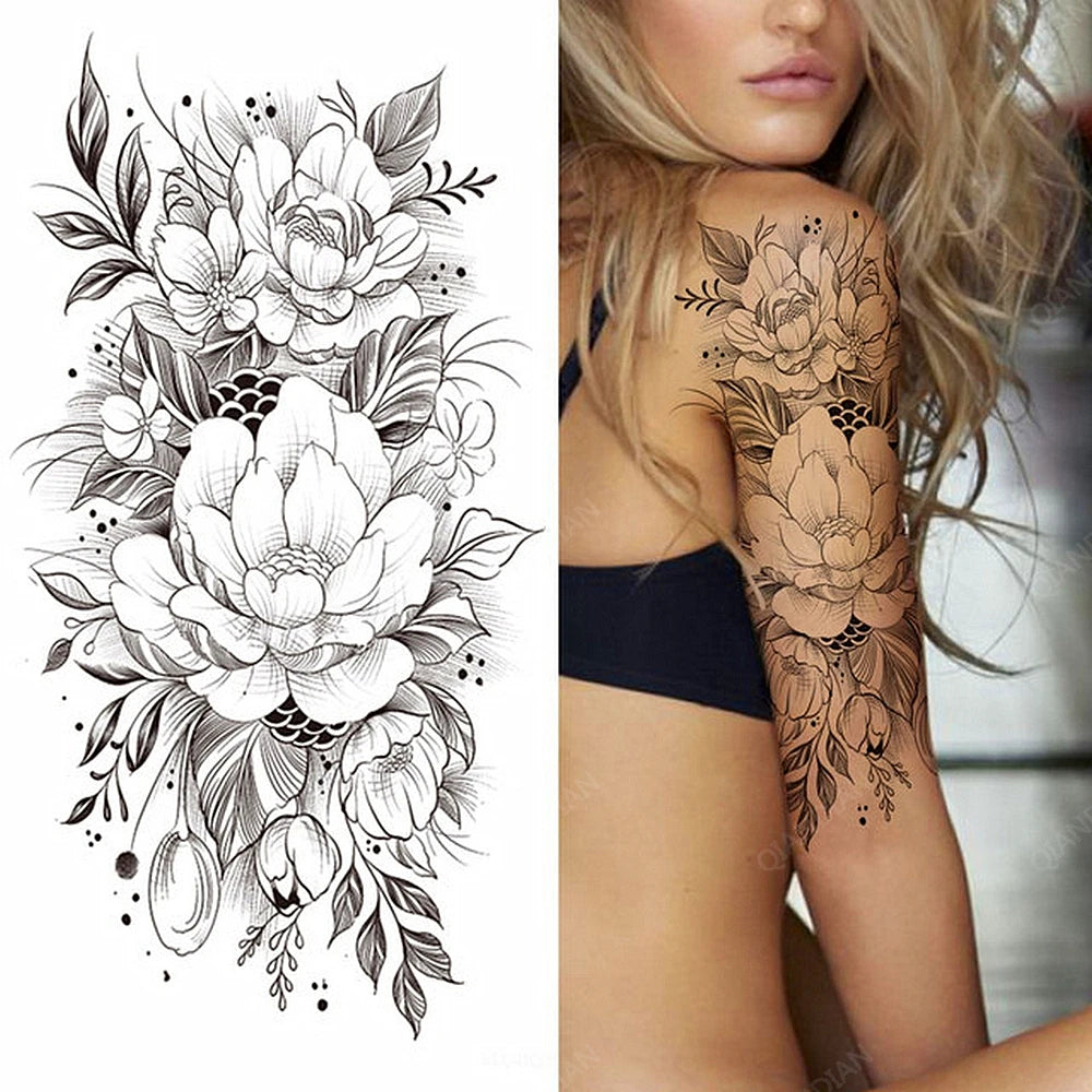 Tatouage Femme Fleurs, Oiseau & Papillon - Attrape-Rêves Waterproof Corps & Bras
