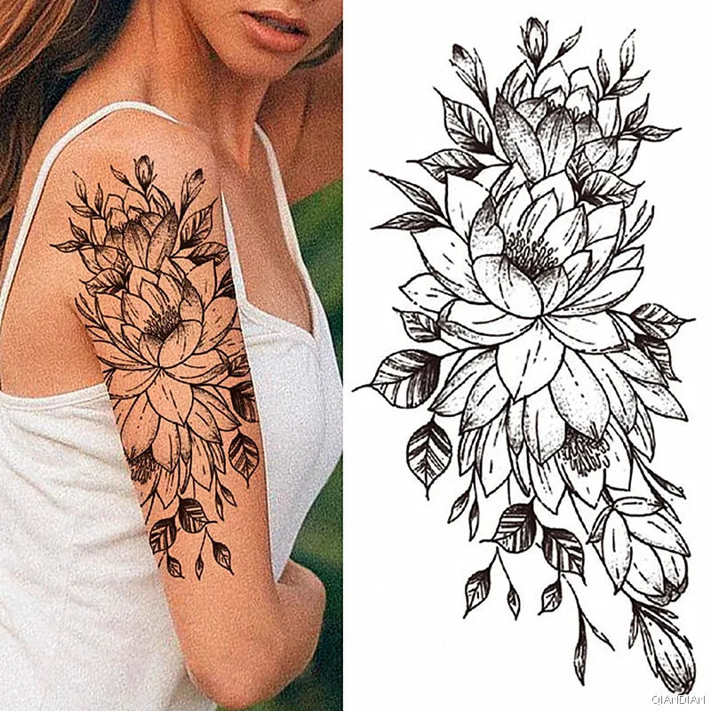 Tatouage Femme Fleurs, Oiseau & Papillon - Attrape-Rêves Waterproof Corps & Bras