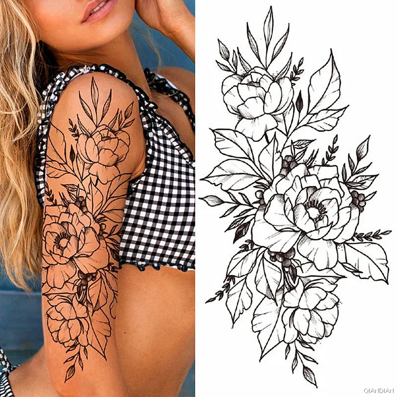 Tatouage Femme Fleurs, Oiseau & Papillon - Attrape-Rêves Waterproof Corps & Bras