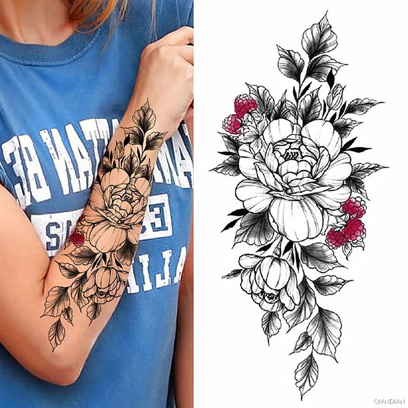 Tatouage Femme Fleurs, Oiseau & Papillon - Attrape-Rêves Waterproof Corps & Bras