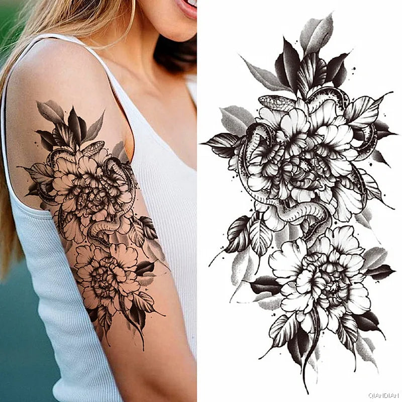 Tatouage Femme Fleurs, Oiseau & Papillon - Attrape-Rêves Waterproof Corps & Bras