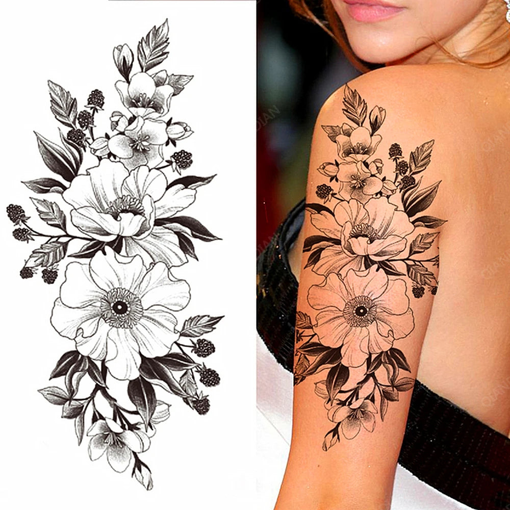 Tatouage Femme Fleurs, Oiseau & Papillon - Attrape-Rêves Waterproof Corps & Bras