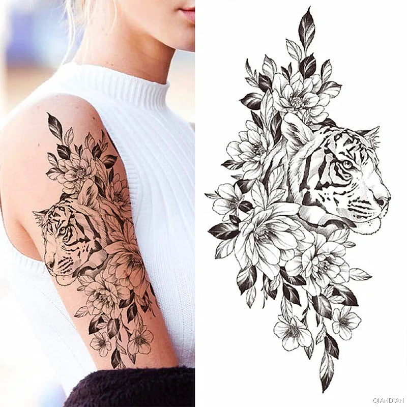 Tatouage Femme Fleurs, Oiseau & Papillon - Attrape-Rêves Waterproof Corps & Bras