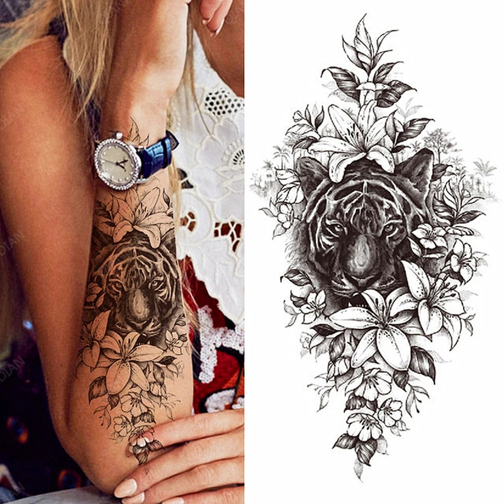 Tatouage Femme Fleurs, Oiseau & Papillon - Attrape-Rêves Waterproof Corps & Bras