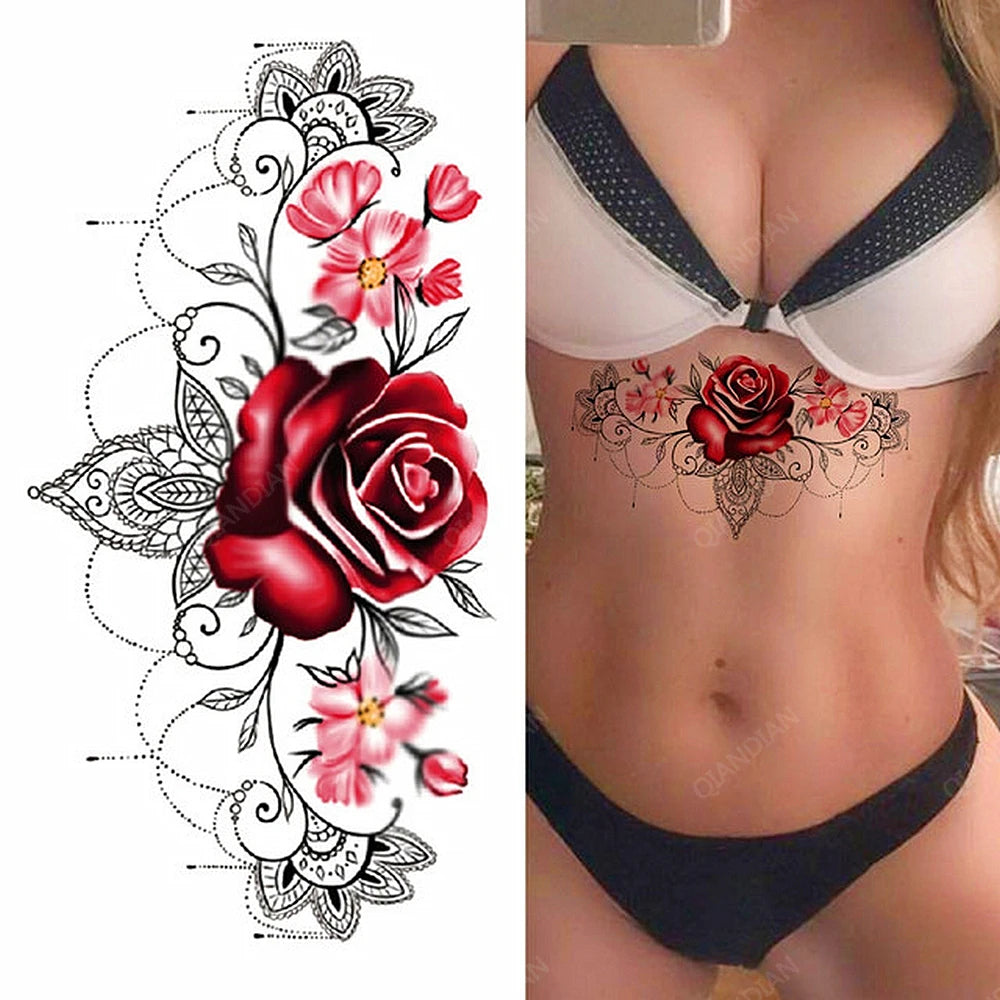 Tatouage Femme Fleurs, Oiseau & Papillon - Attrape-Rêves Waterproof Corps & Bras