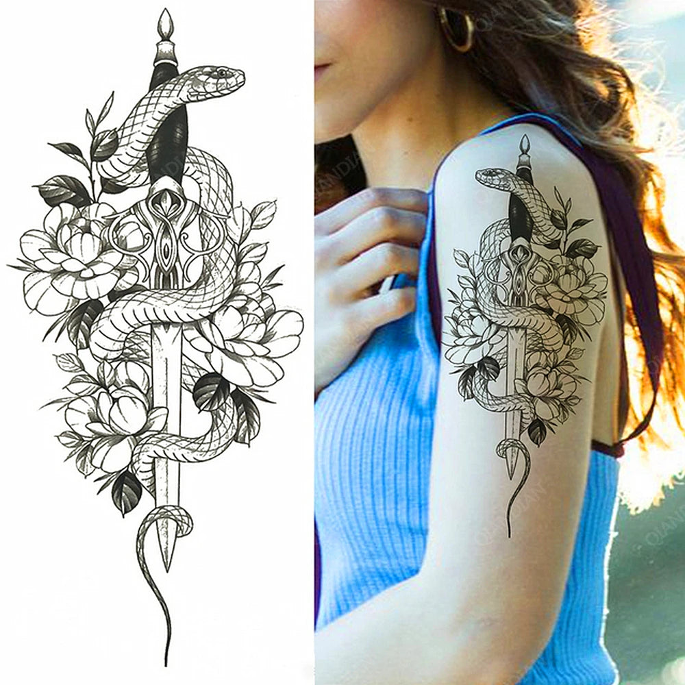 Tatouage Femme Fleurs, Oiseau & Papillon - Attrape-Rêves Waterproof Corps & Bras