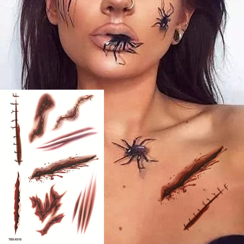 Tatouage Halloween Blessure Sanglante – Effet Spécial Réaliste
