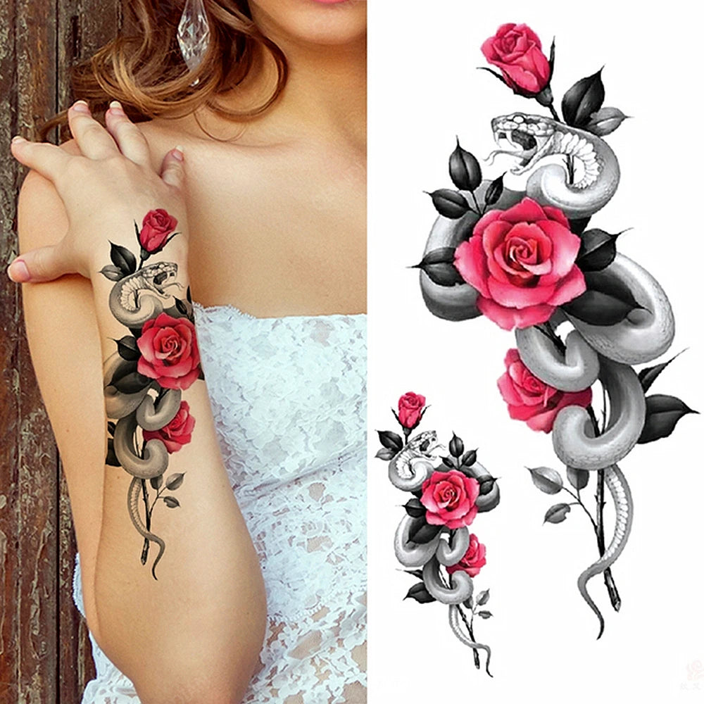 Tatouage Femme Fleurs, Oiseau & Papillon - Attrape-Rêves Waterproof Corps & Bras