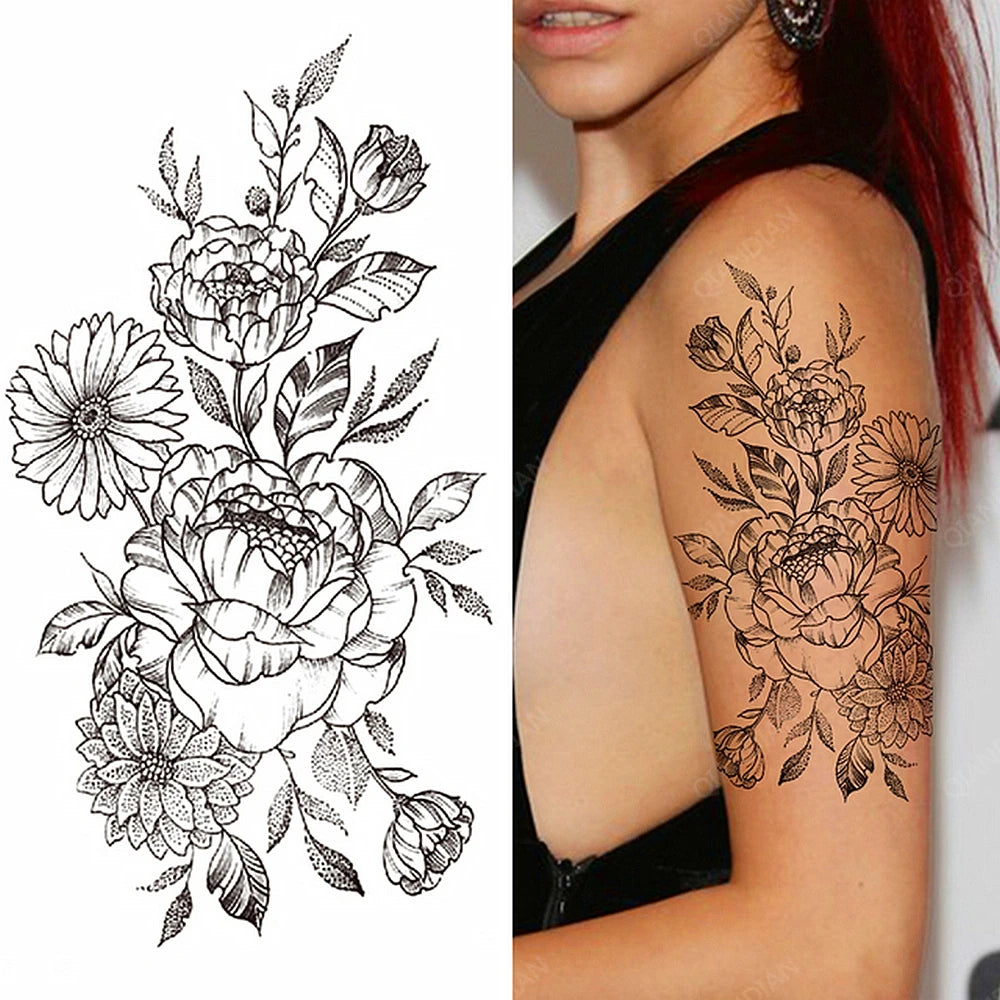 Tatouage Femme Fleurs, Oiseau & Papillon - Attrape-Rêves Waterproof Corps & Bras