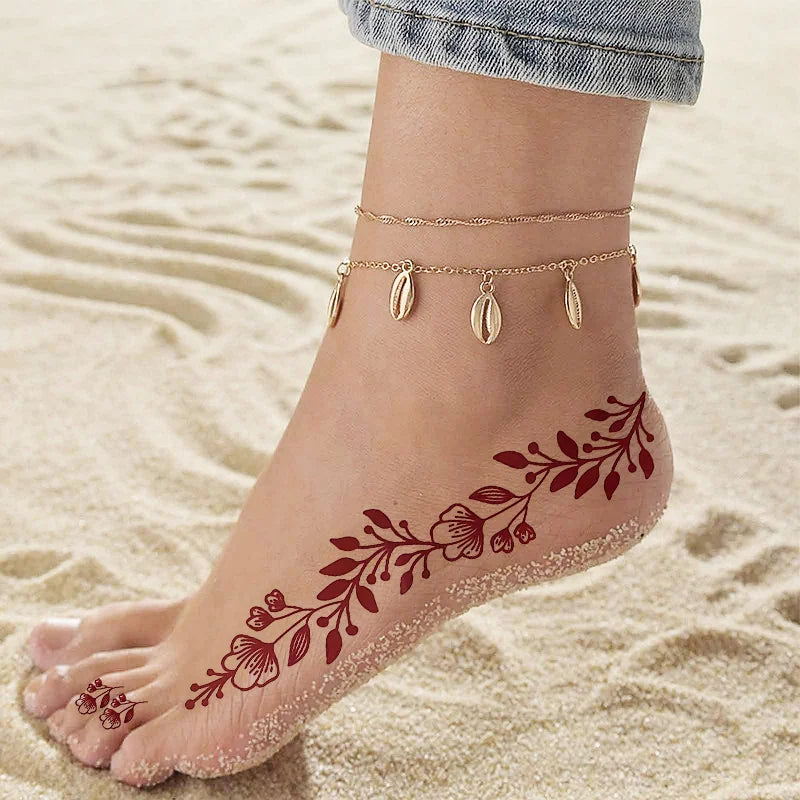 Tatouage Henné Bordeaux Pieds & Mains - Fleurs Florales Mariage Ramadan Festival