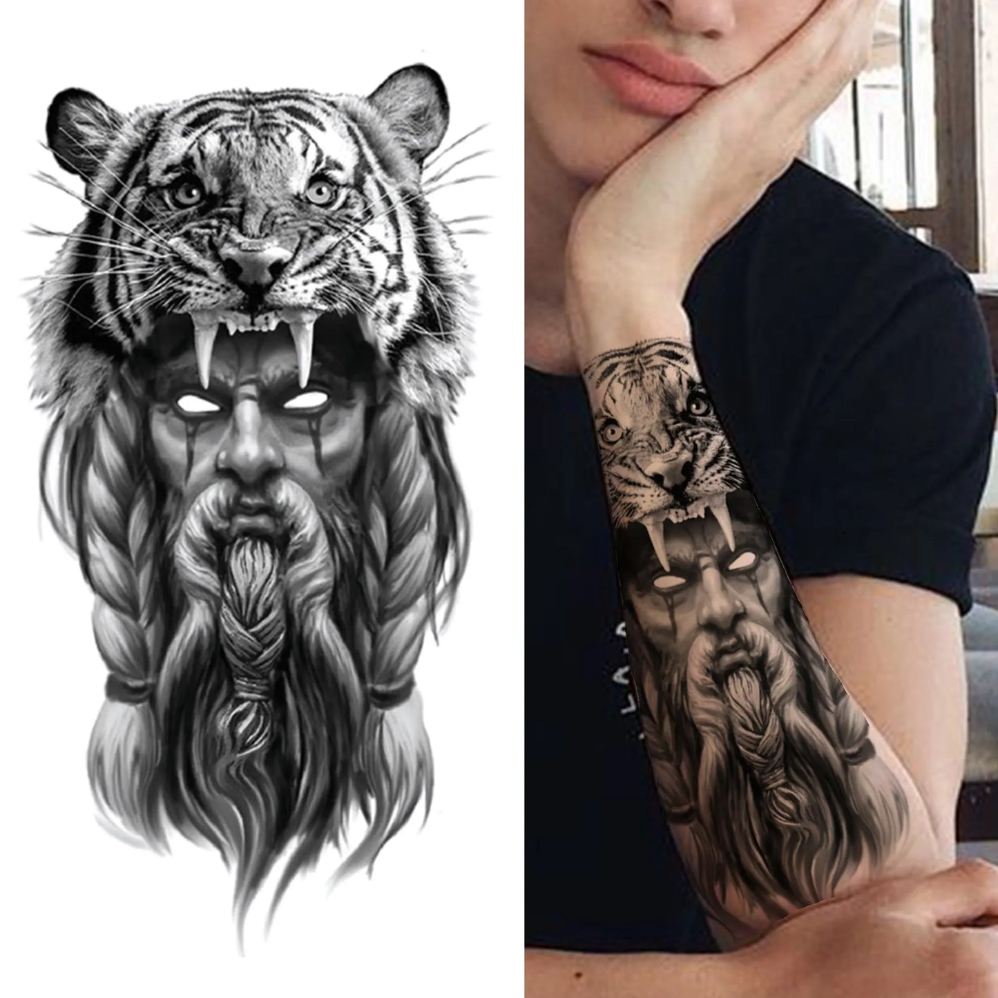 Tatouage Sleeve Bras Complet – Style Guerrier Réaliste Homme & Femme