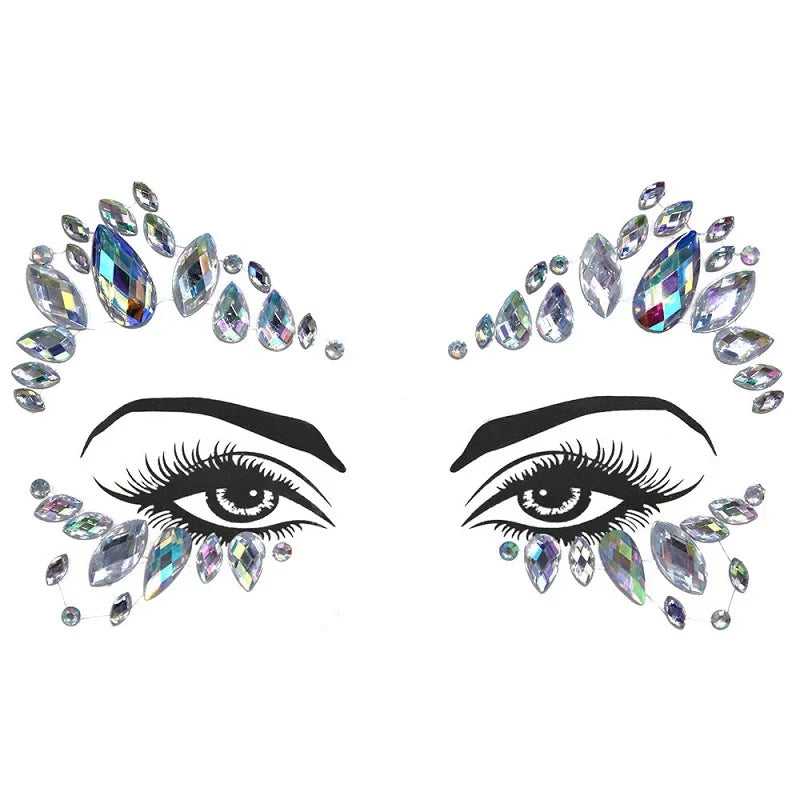 Strass Visage 3D Brillants – Bijoux de Peau pour Festival & Soirées