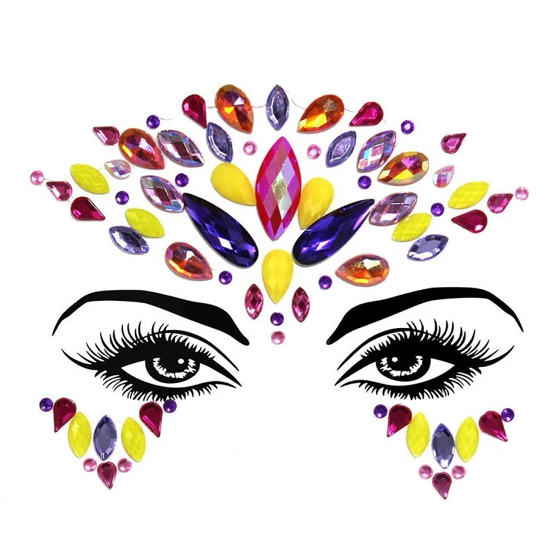 Strass Visage 3D Brillants – Bijoux de Peau pour Festival & Soirées
