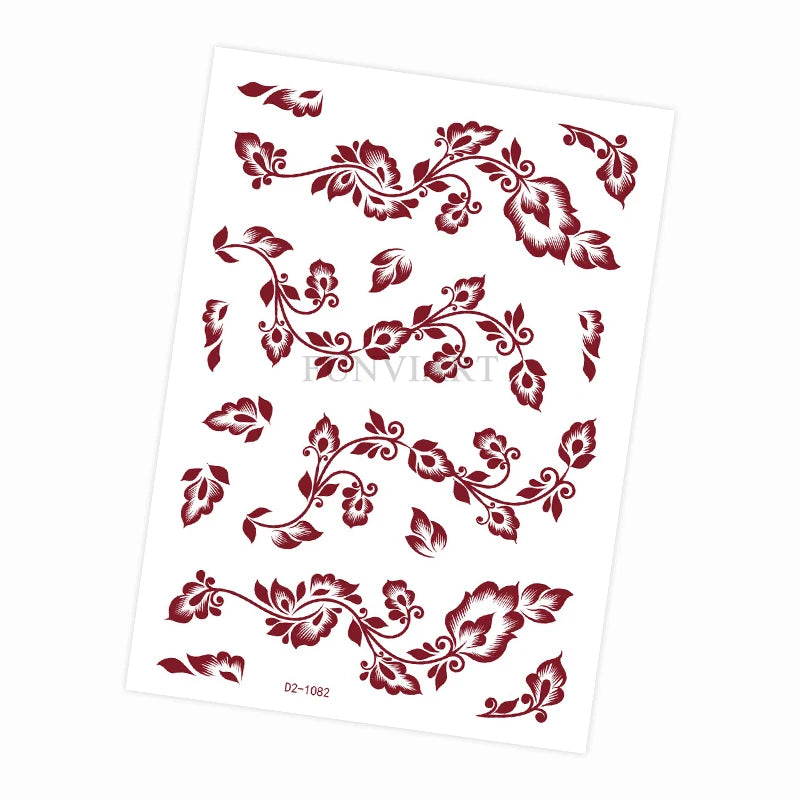 Tatouage Henné Mandala Marron - Fleurs Waterproof Mains et Corps Festival
