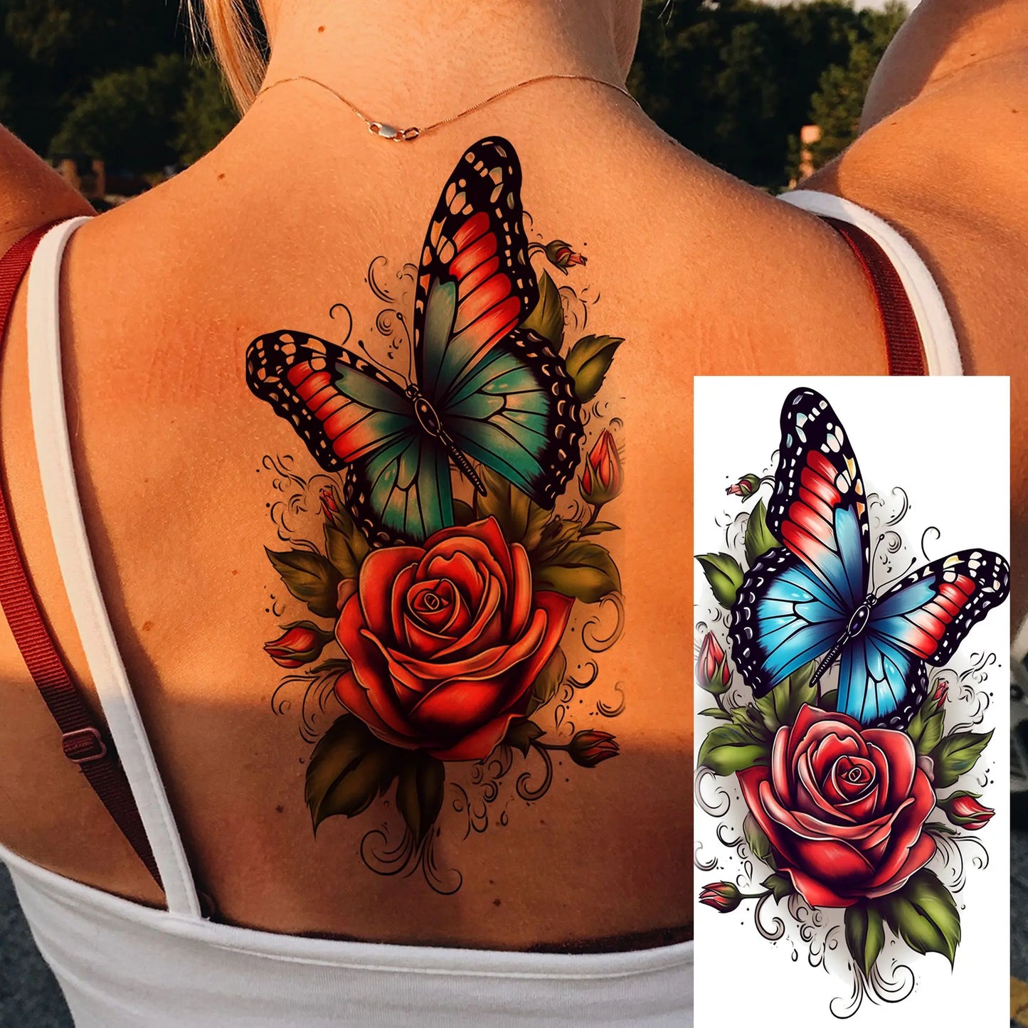 Tatouage Temporaire Papillons & Fleurs – Planche Waterproof
