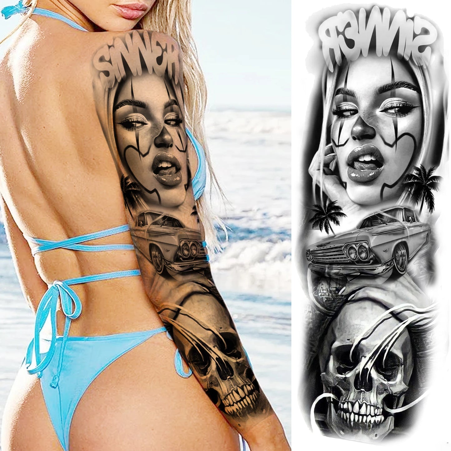 Tatouage Sleeve Bras Complet – Joker Gangster Grand Format