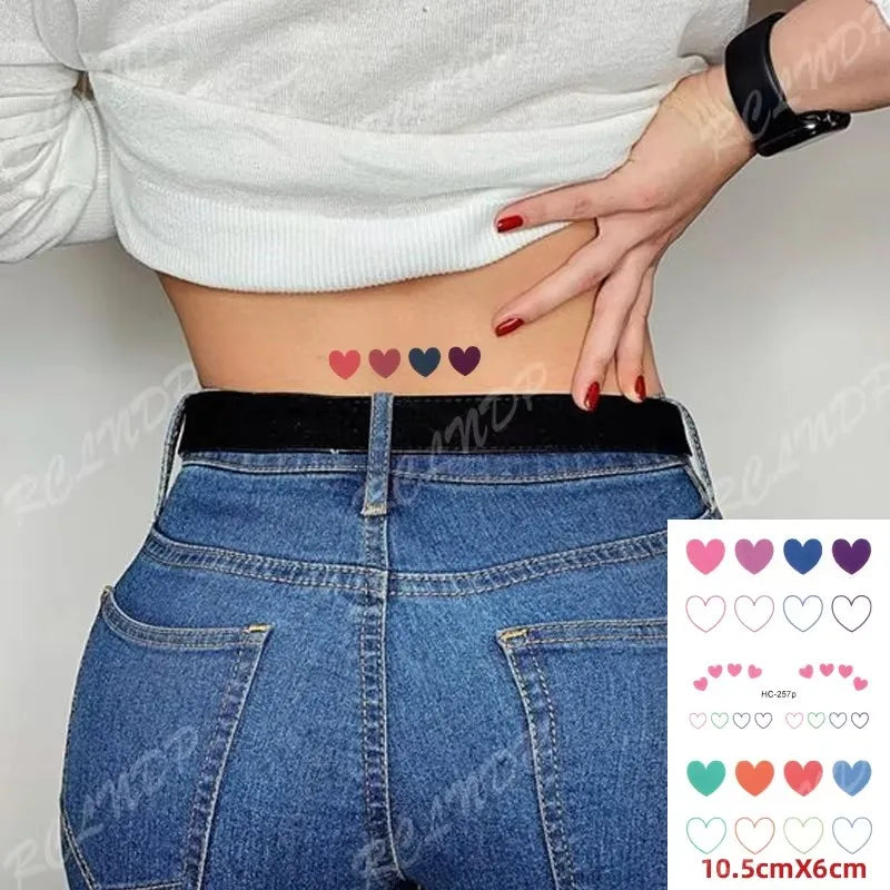Tatouage Temporaire Cœur Noir – Dessin à la Main Waterproof