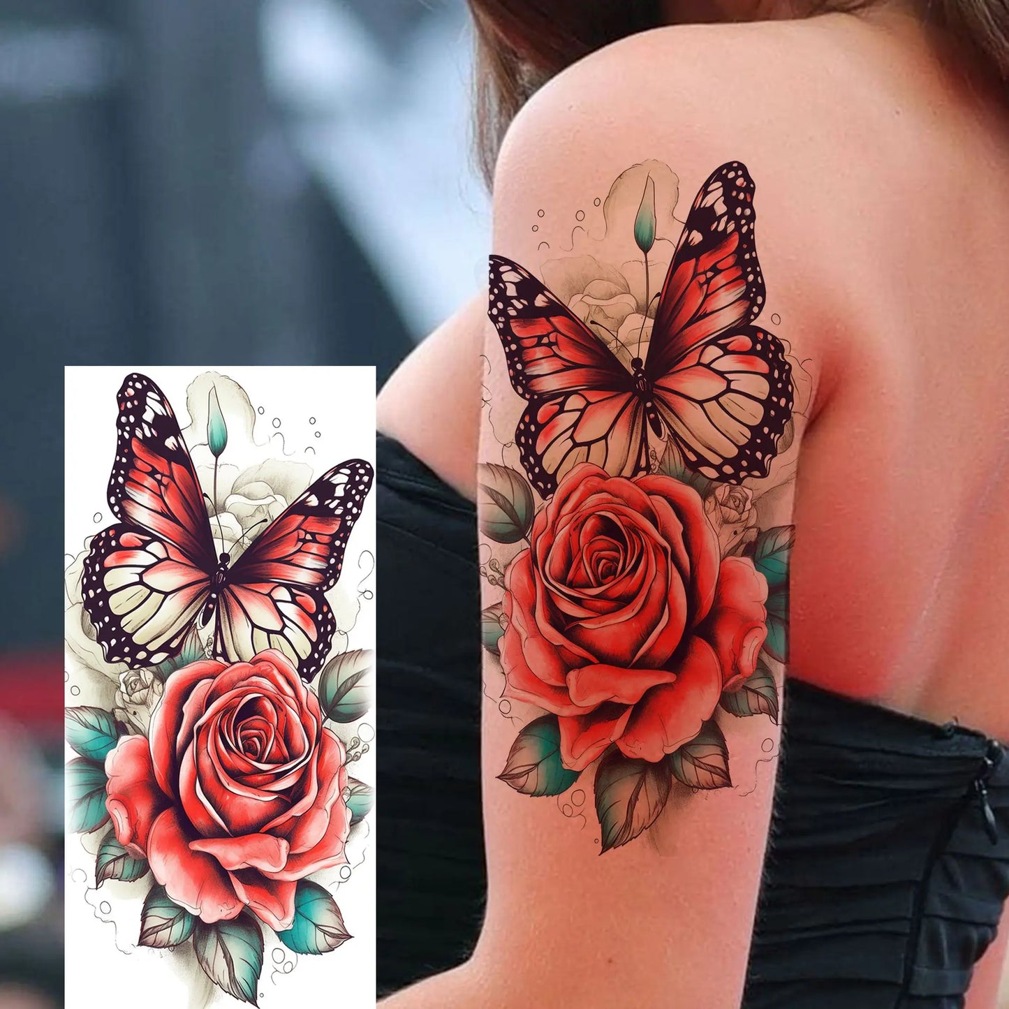 Tatouage Temporaire Papillons & Fleurs – Planche Waterproof
