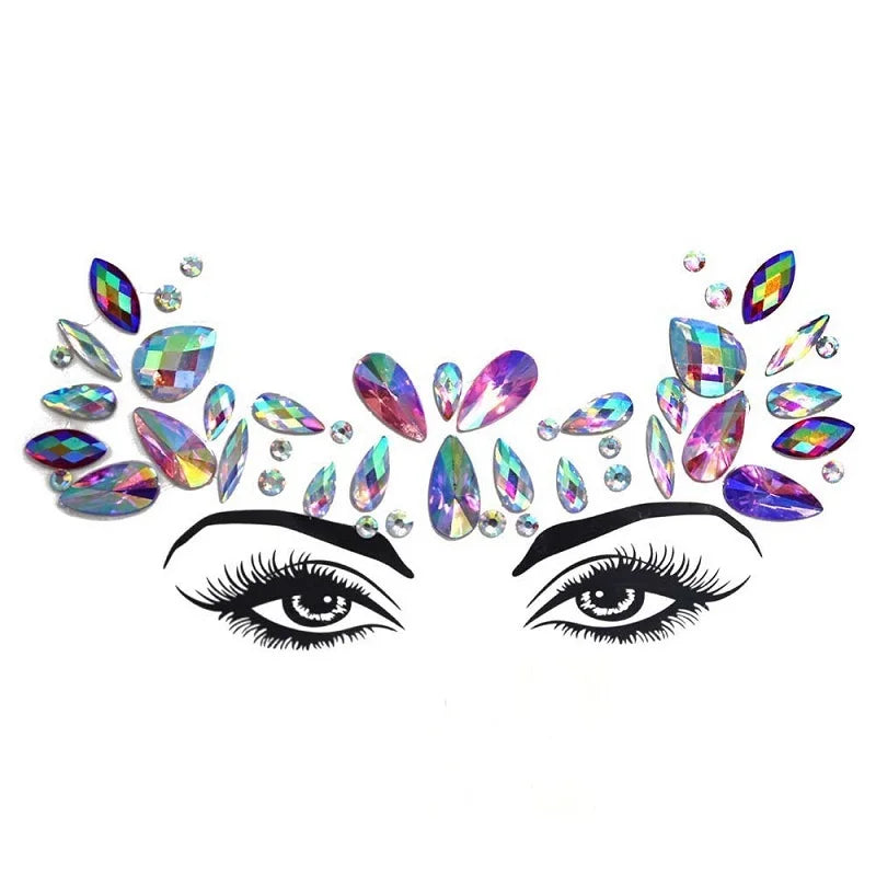 Strass Visage 3D Brillants – Bijoux de Peau pour Festival & Soirées