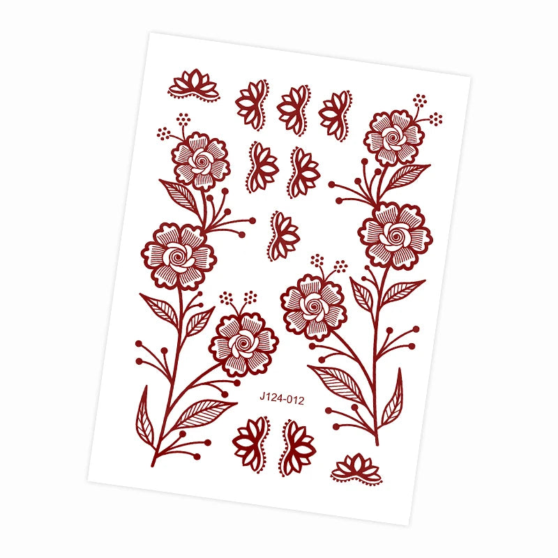Tatouage Henné Mandala Marron - Fleurs Waterproof Mains et Corps Festival