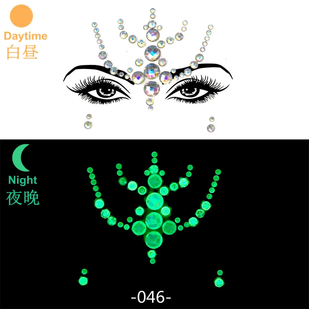 Bijoux Visage Strass 3D - Stickers Festival Cristaux & Paillettes