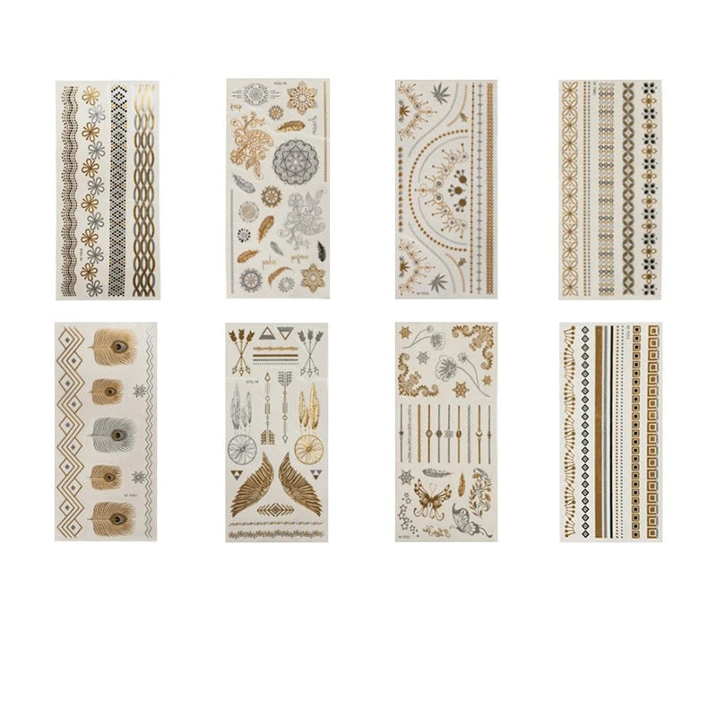 Tatouage Henné Dentelle Dorée - Alphabet Anglais Waterproof