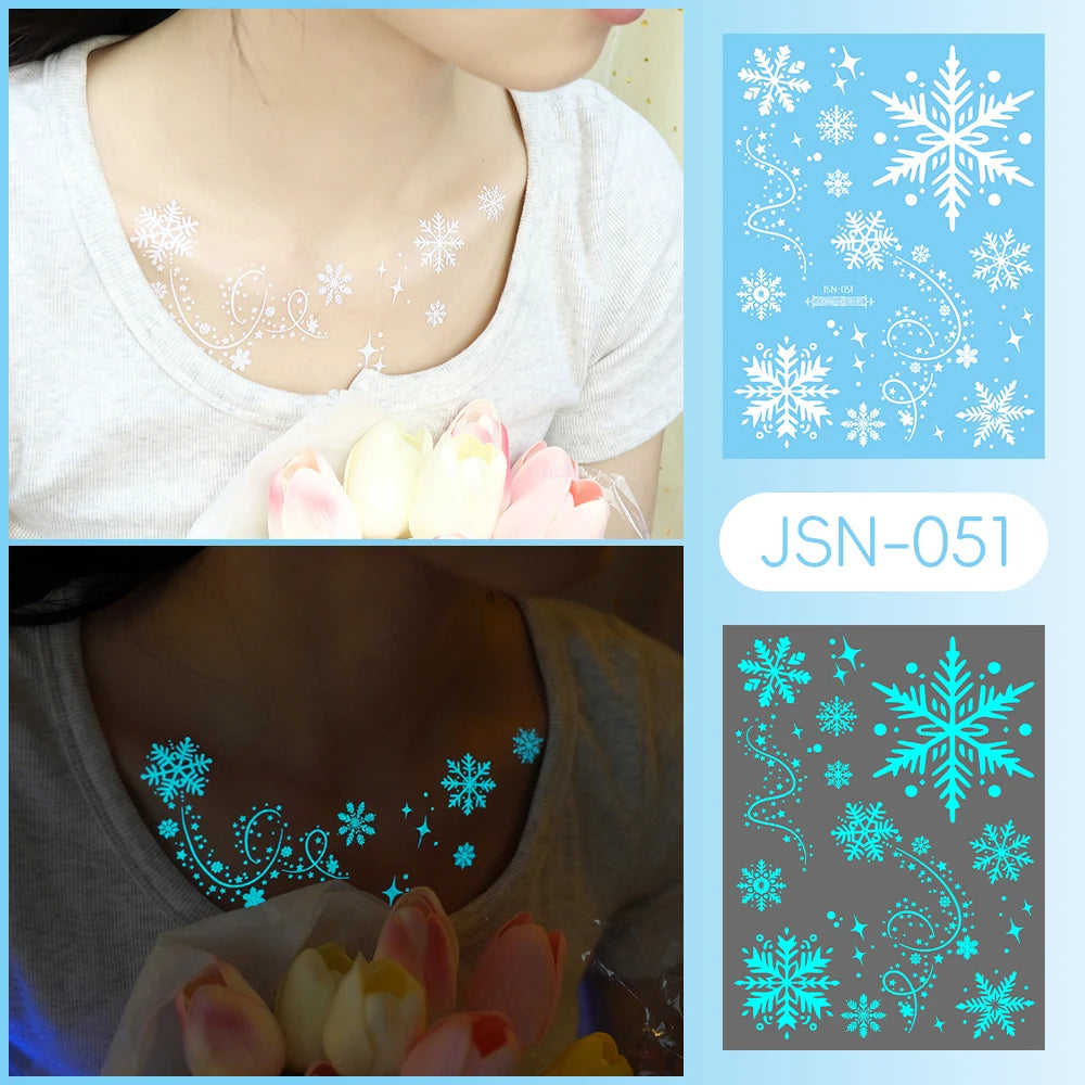 Tatouage Temporaire Dentelle Tribale Bleu Phosphorescent - Serpent & Fleurs