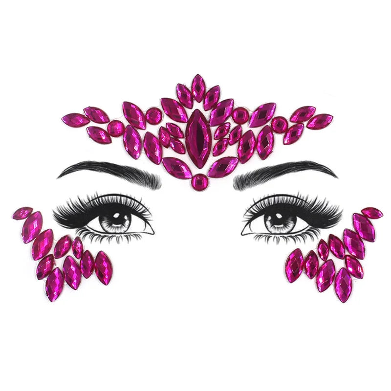 Bijoux Visage Strass 3D - Stickers Festival Cristaux & Paillettes