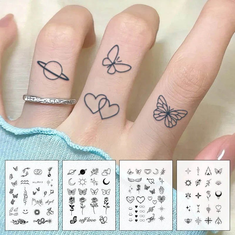 Mini Tatouages Temporaires – Petits Motifs Doigt & Poignet