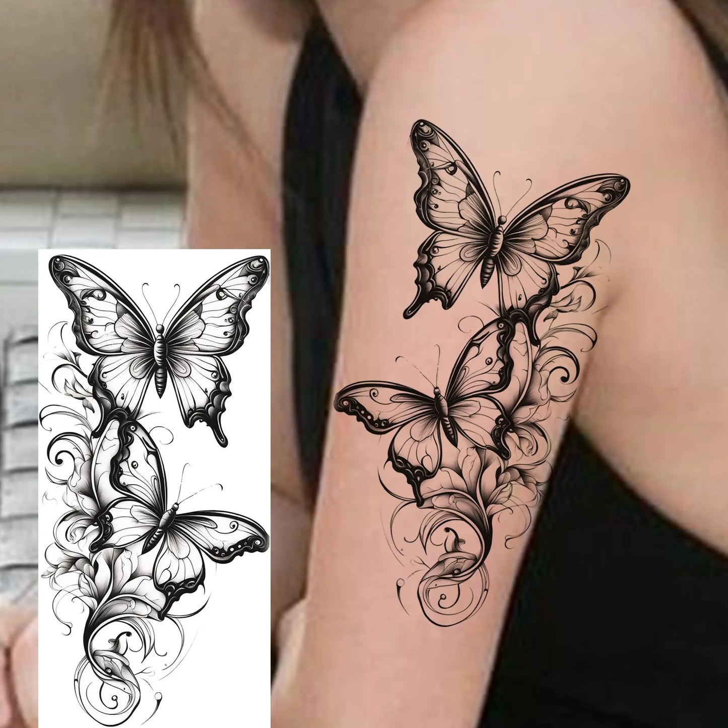 Tatouage Temporaire Papillons & Fleurs – Planche Waterproof
