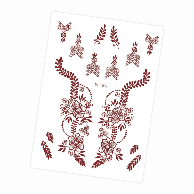 Tatouage Henné Mandala Marron - Fleurs Waterproof Mains et Corps Festival