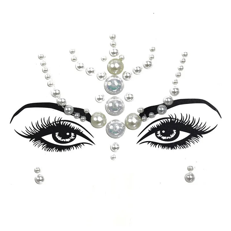 Bijoux Visage Strass 3D - Stickers Festival Cristaux & Paillettes