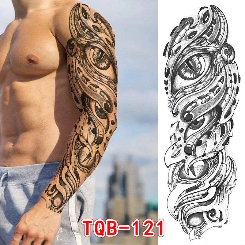 Tatouage Temporaire Tribal Totem – Sleeve Bras Complet