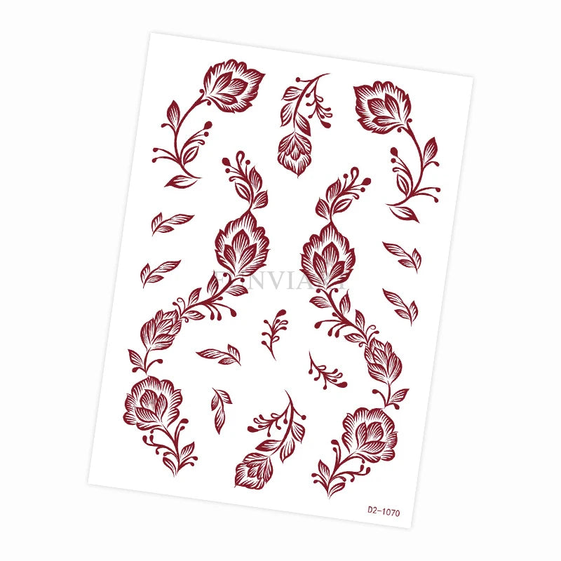Tatouage Henné Mandala Marron - Fleurs Waterproof Mains et Corps Festival