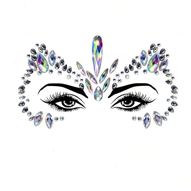 Bijoux Visage Strass 3D - Stickers Festival Cristaux & Paillettes