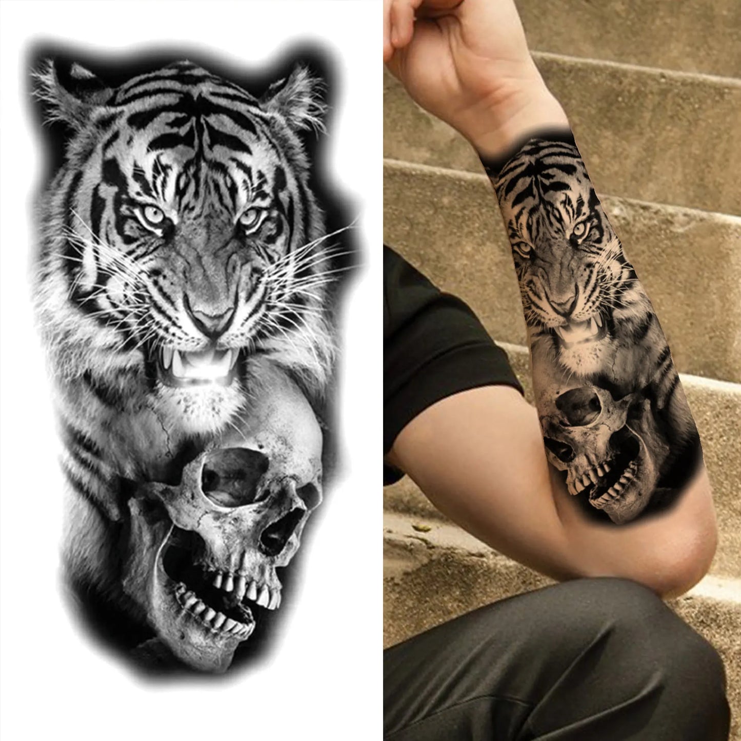 Tatouage Sleeve Bras Complet – Style Guerrier Réaliste Homme & Femme