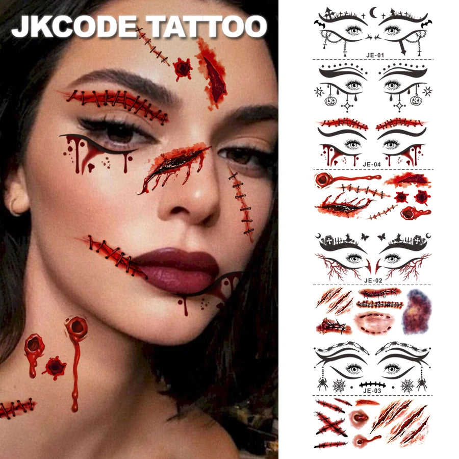 Set 12 Stickers Maquillage Halloween – Yeux & Visage Express