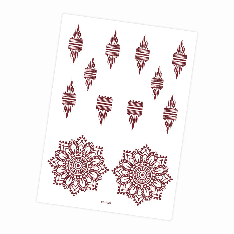 Tatouage Henné Mandala Marron - Fleurs Waterproof Mains et Corps Festival