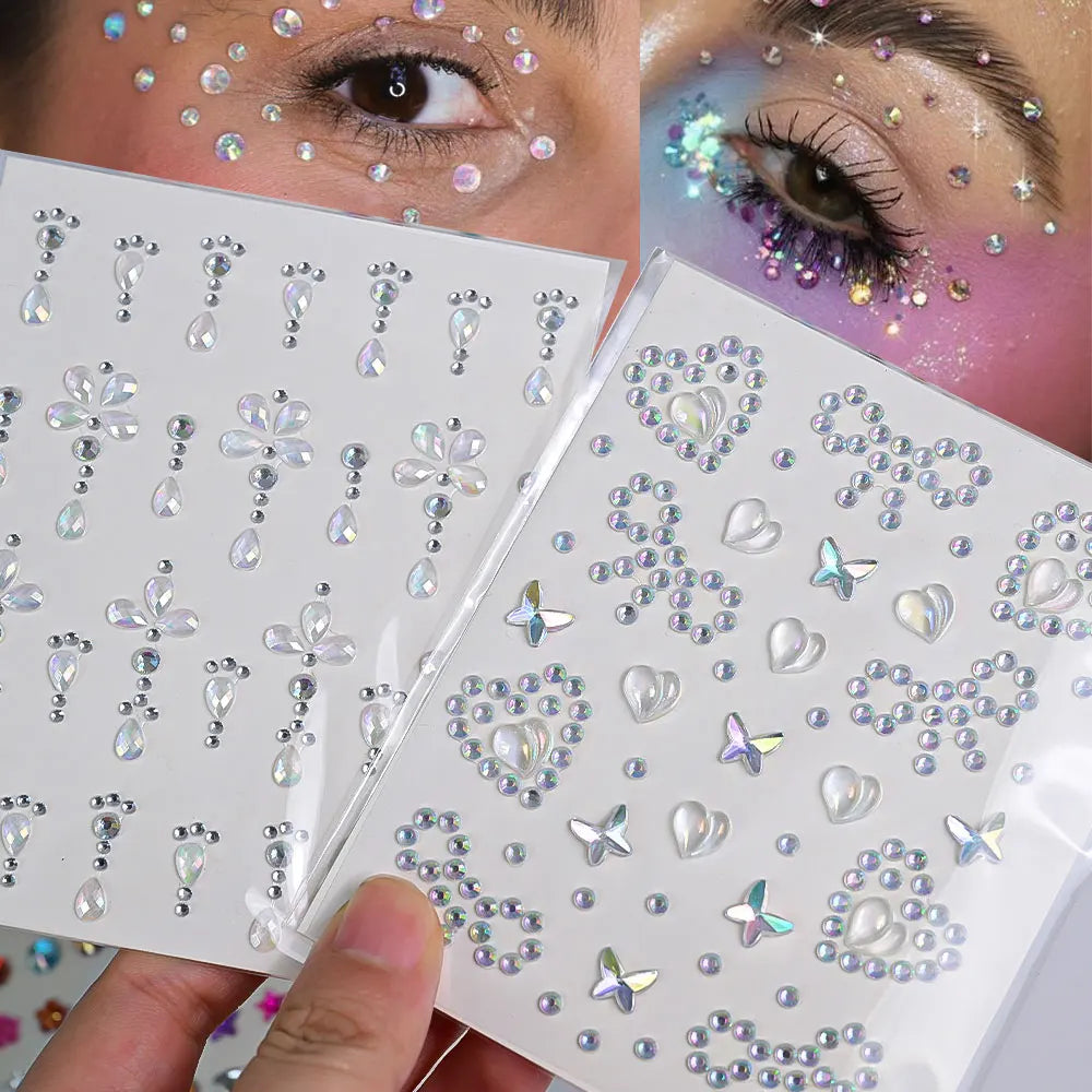 Strass Visage Aurora Cristal 3D – Bijoux Adhésifs Effet Diamant