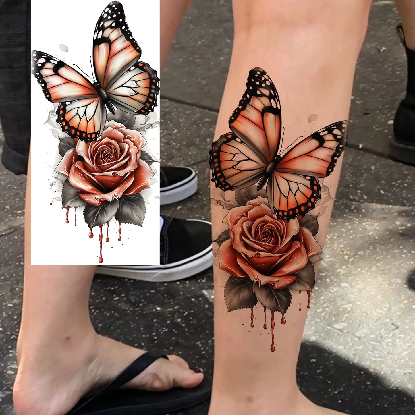 Tatouage Temporaire Papillons & Fleurs – Planche Waterproof